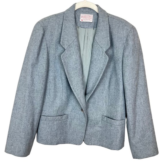 Pendleton Jackets & Blazers - Vintage 80s Pendleton Grey Wool Blazer Jacket sz 12P Academia vtg Fall Winter